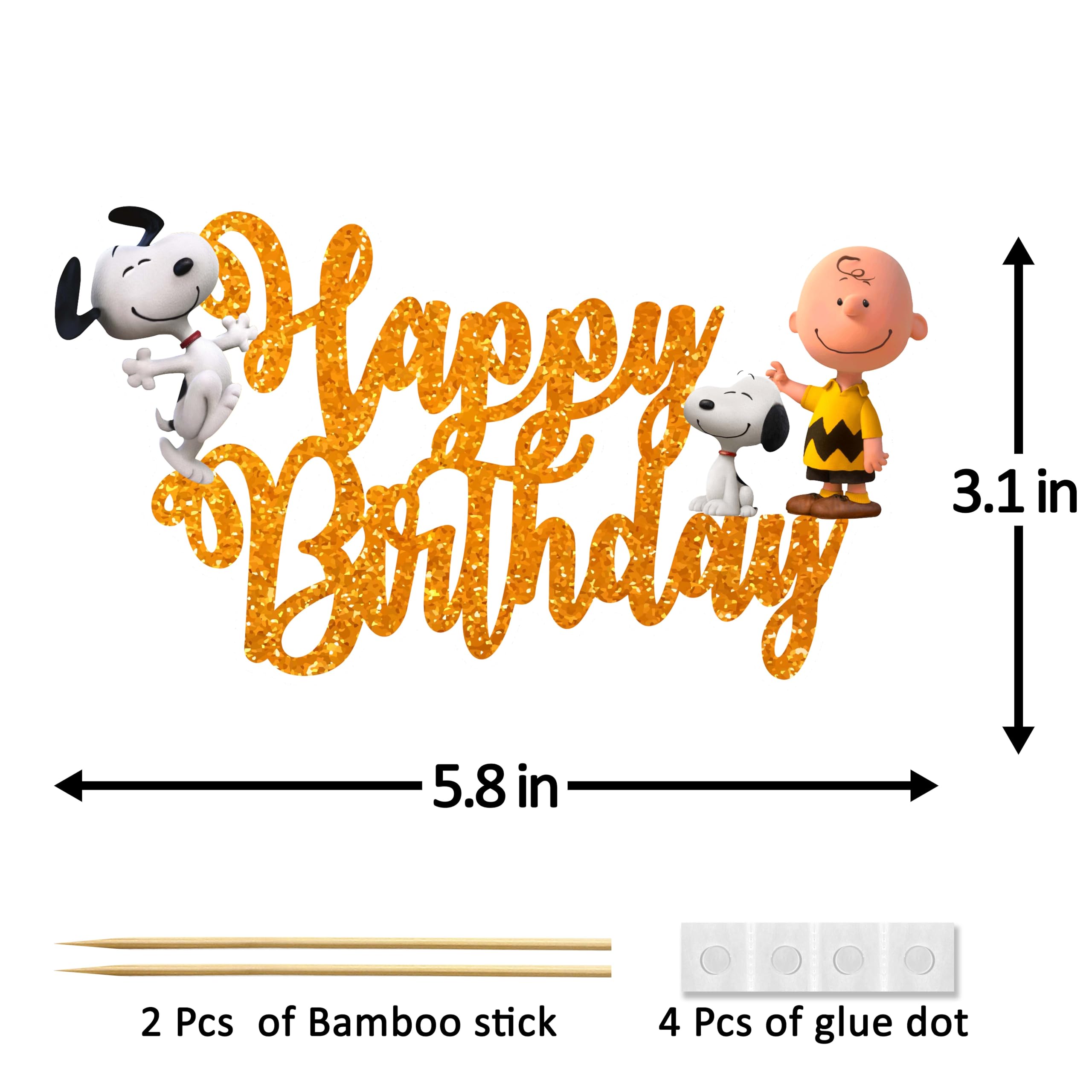 Charlie Broown Happy Birthday Cake Topper, Classic Cartoon Style Cake Topper for Birthday Celebration, Premium Cardstock Cake Decor for Themed Parties, Cake Decoration for Home and Event Celebrations