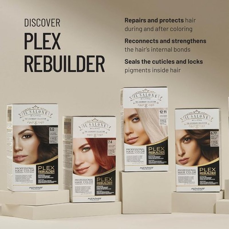 Il Salone Milano Plex Rebuilder - Yellow Remover Hair Dye Kit for Blonde, Grey & White Hair - Neutralizes Brassy Tones - Professional Salon Quality