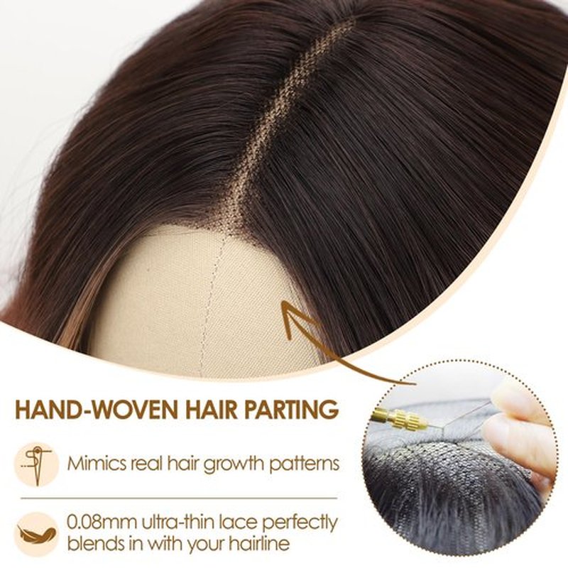 AISI HAIR 【Beginner Friendly Wigs Highlights Brown Wig for Women Medium Length Wave Curly Glueless Synthetic Heat Resistant Hair Wigs for Daily Party Cosplay