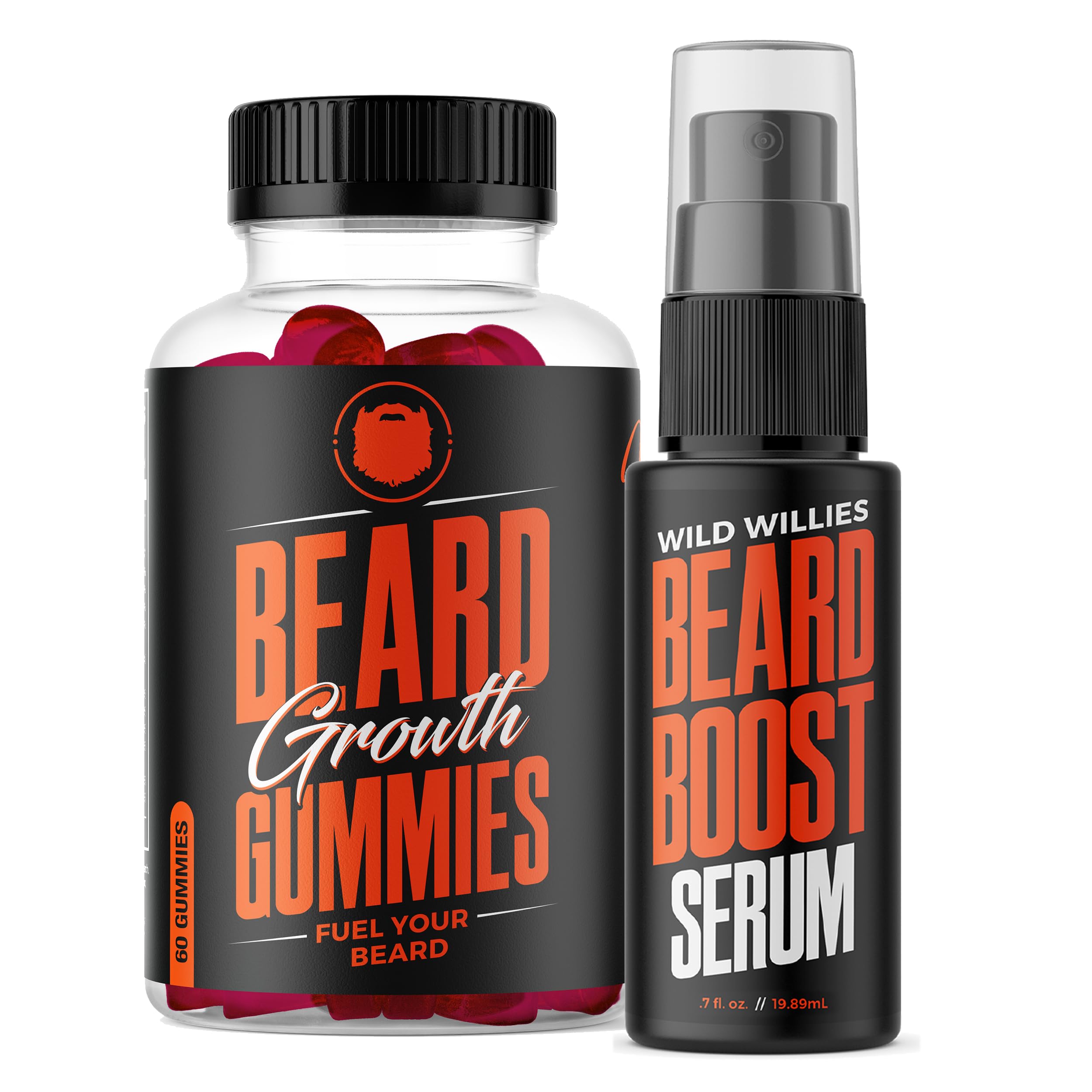 Wild Willies Beard Growth Dual Threat: Serum & Gummies for Men - Biotin, Caffeine & Essential Growth Oil for Fuller, Thicker Facial Hair