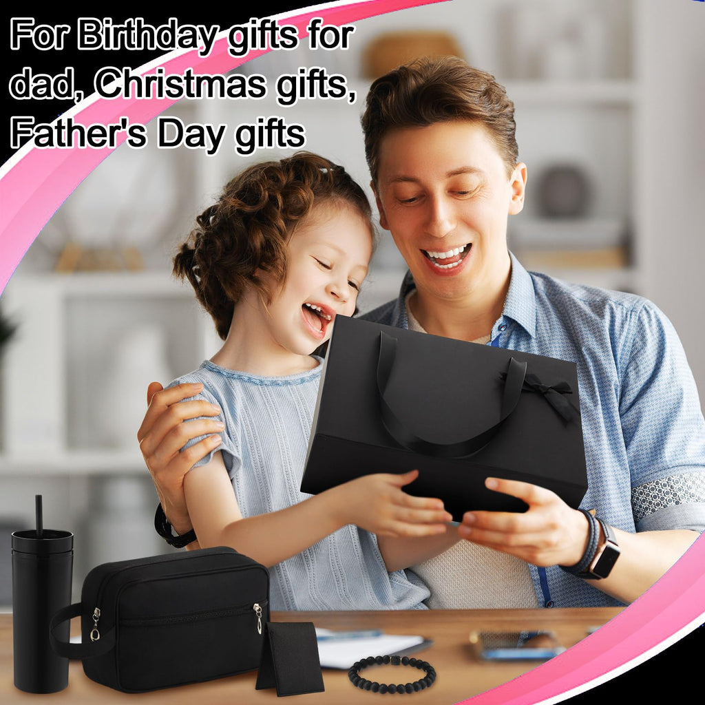 Tioncy 12 Pcs Father Gift Basket for Men Birthday Gift Set 16 oz Tumbler Bottle Opener Keychain PU Leather Wallet Tie Belt Bag Bracelet Eye Mask Thank You Present for Him Dad Husband Brother