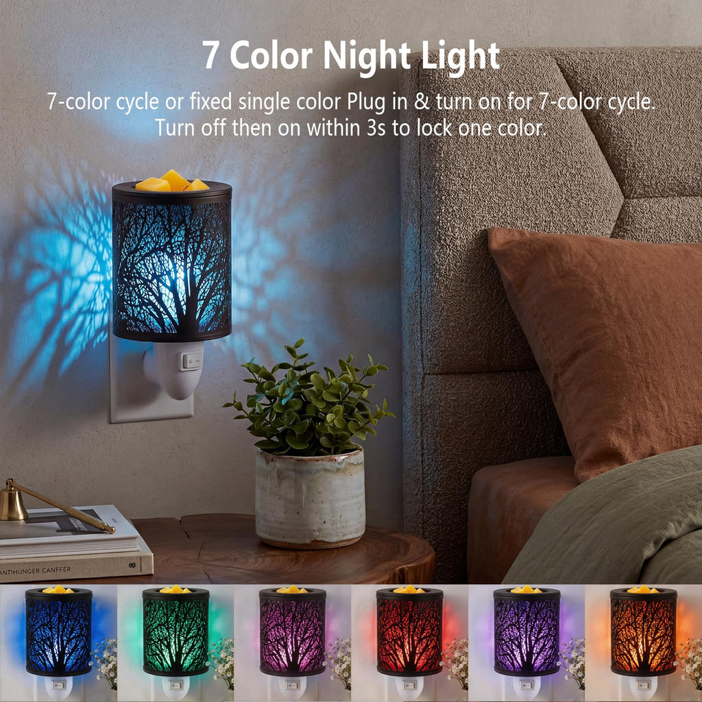 Wax Melts Warmer Plug in Wall–Electric Wax Warmer with 7 Colors Light Fragrance Burner PTC Heating Pluggable Wax Melter Warmer with Removal Dish Gift & Home Decor