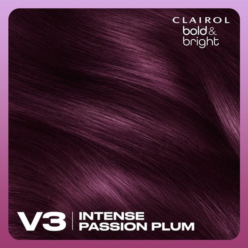 Clairol Bold & Bright Permanent Hair Dye, V3 Intense Passion Plum Hair Color, Pack of 1