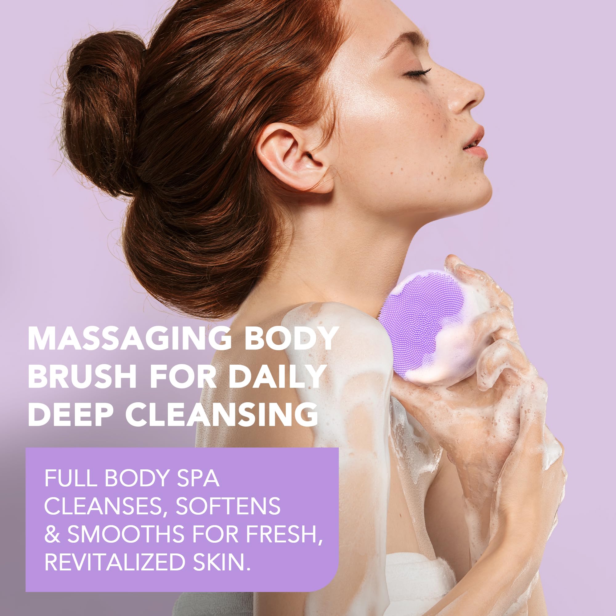 FOREO LUNA 4 body- Body Brush- Whole Body Skin Care - Exfoliating Body Scrubber- Enhances Absorption of Lotion Actives- Premium Lymphatic Drainage Skincare Tool- Waterproof -USB-Rechargeable- Lavender
