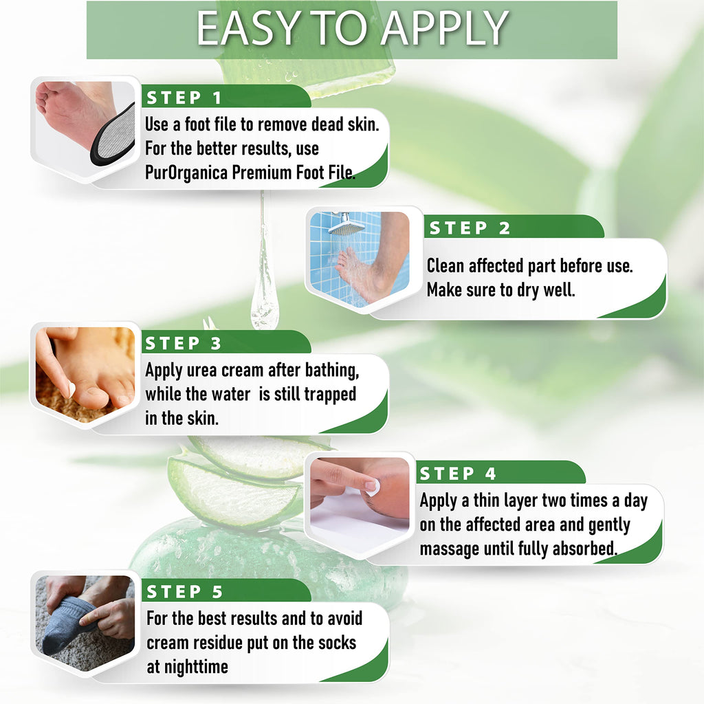 PurOrganica Urea Cream 20% – Made in USA, Maximum Strength Foot Cream for Dry, Cracked Heels, Corns, Calluses & Rough Feet, Exfoliating Moisturizer