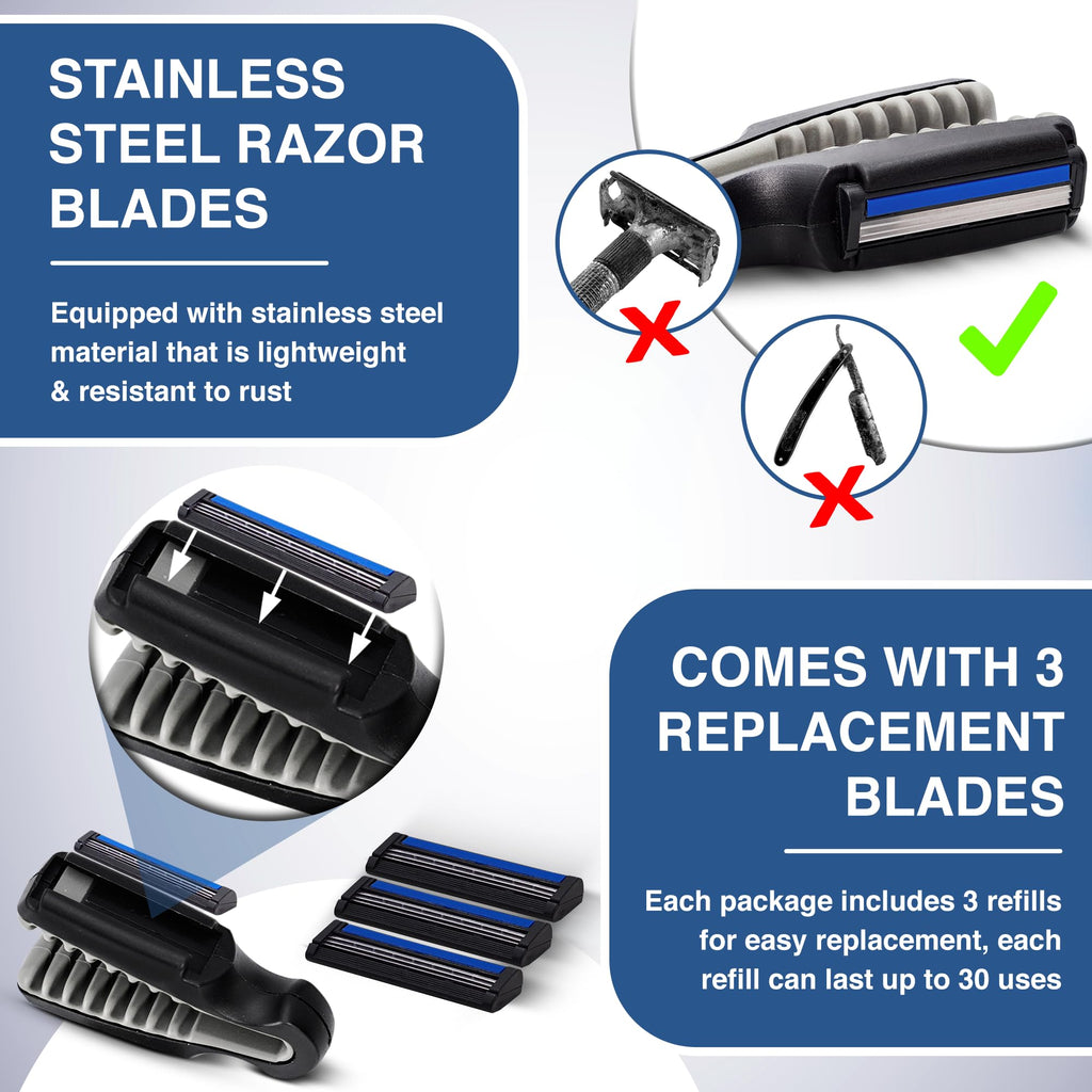NeatNeck Precision Neck Shaver for Men and Women - Compact & Comfortable Grip with 3 Disposables Razor Blades - Smooth Shave for Harry Necks - Portable Design, Up to 30 Uses - Helps Sensitive Skin