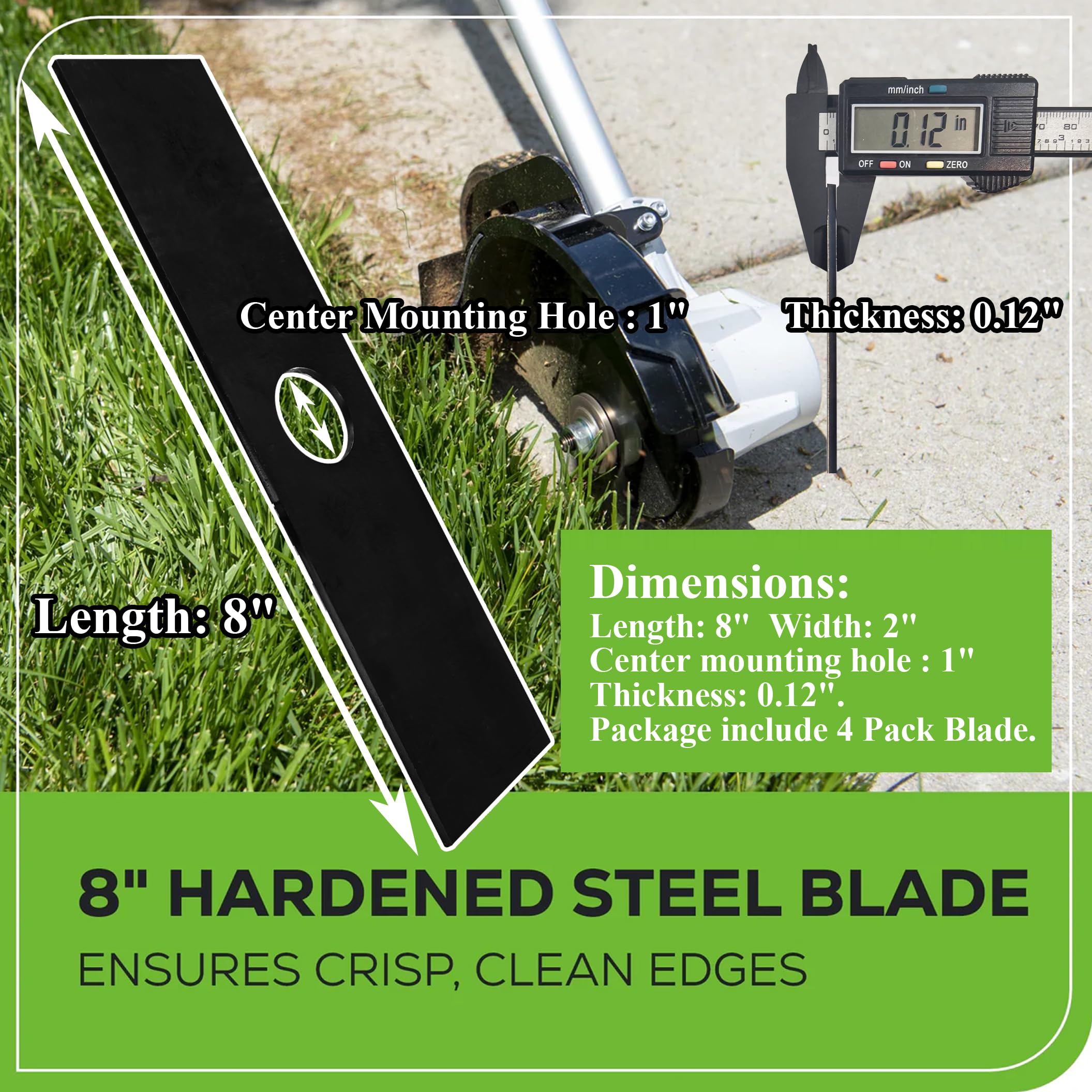 Pertresion 8" Edger Blades Replacement 613223 - Compatible with Maruyama Ryobi Echo Stihl Green Machine Edger Replace 720237001 41337134101 237001 216062, 1 Inch Center Hole, 4 Pack