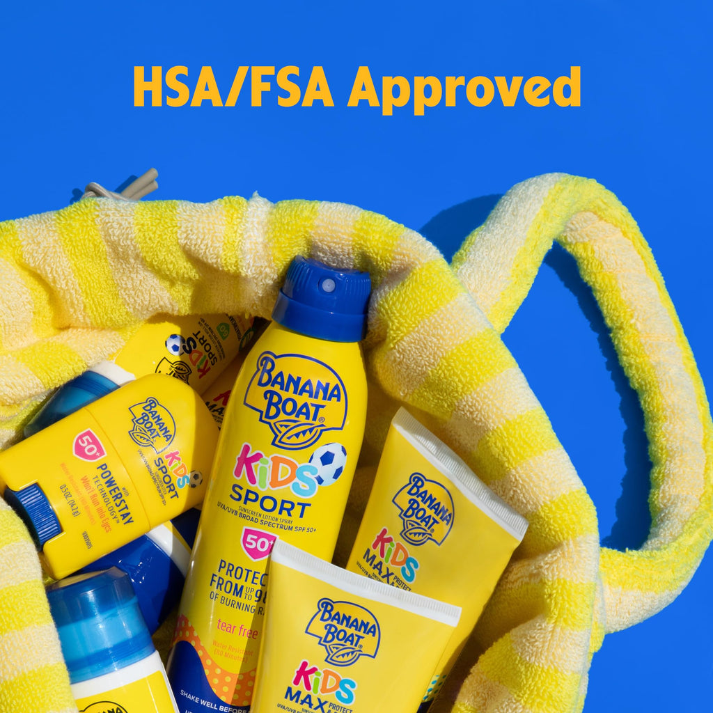 Banana Boat Sport Kids Sunscreen Spray SPF 50, Twin Pack | Spray Sunscreen for Kids, Childrens Sunblock SPF 50, Oxybenzone Free, 6oz each