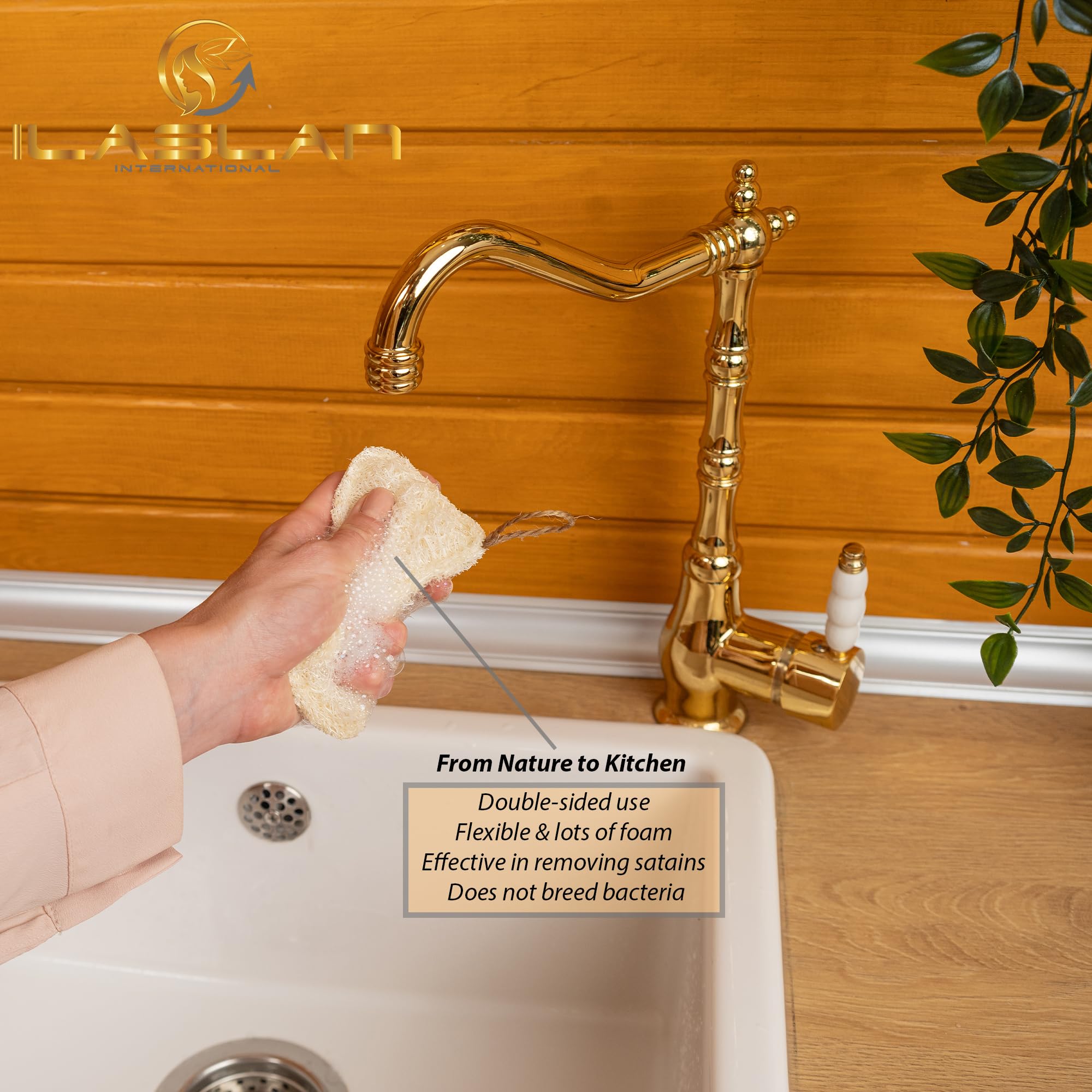 Natural Loofah Dish Sponge Scrubber | Double-Sided | Eco-Friendly, Natural,%100 Organic, Biodegradable and Reusable Dish Loofah Kitchen Sponges | 3 Count (1 Pack) (12X8 CM)