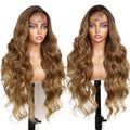 AISI HAIR 13×4 HD Ombre Blonde Lace Front Wigs for Women - Pre Plucked Long Body Wavy Synthetic Lace Wig with Baby Hair, Beginner Friendly, Natural Looking, Free Part 28 Inch
