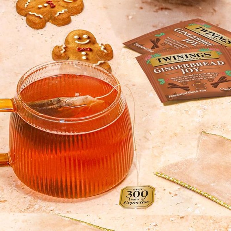 Twinings Gingerbread Joy Black Tea - Caffeinated Ginger & Cinnamon Flavor, 20 Individually Wrapped Teabags