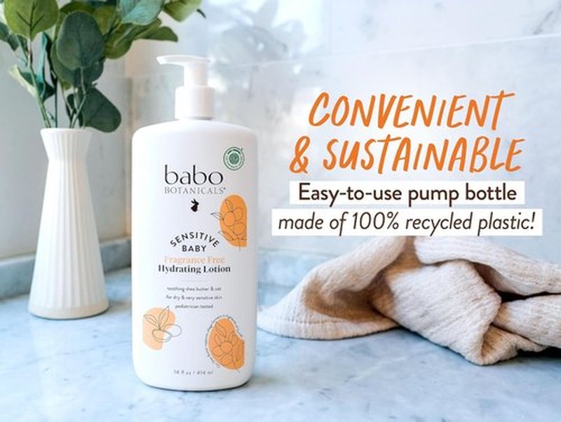 BABO Botanicals Daily Hydrating Baby Lotion - Fragrance-Free Shea Butter & Jojoba Oil - EWG Verified for Sensitive Skin