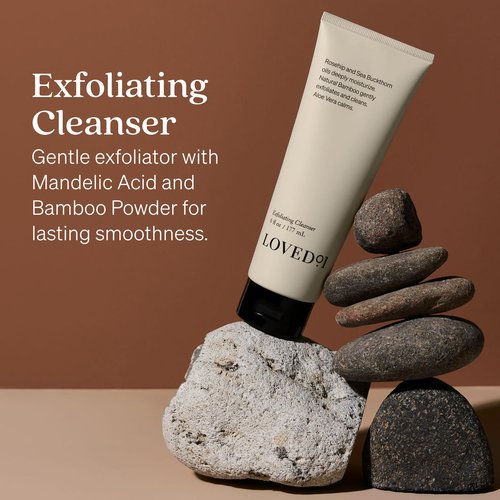 Loved01 Face & Body Exfoliating Cleanser, John Legend Skincare, Hydrating Exfoliant with Aloe, Improves Skin Texture & Tone, with Mandelic Acid & Bamboo Powder for Gentle Combined Exfoliation, 6 oz