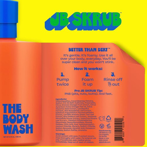 JB SKRUB Boys Body Wash - pH-Balanced Citrus Foaming Cleanser for Kids & Teens | 14 oz.