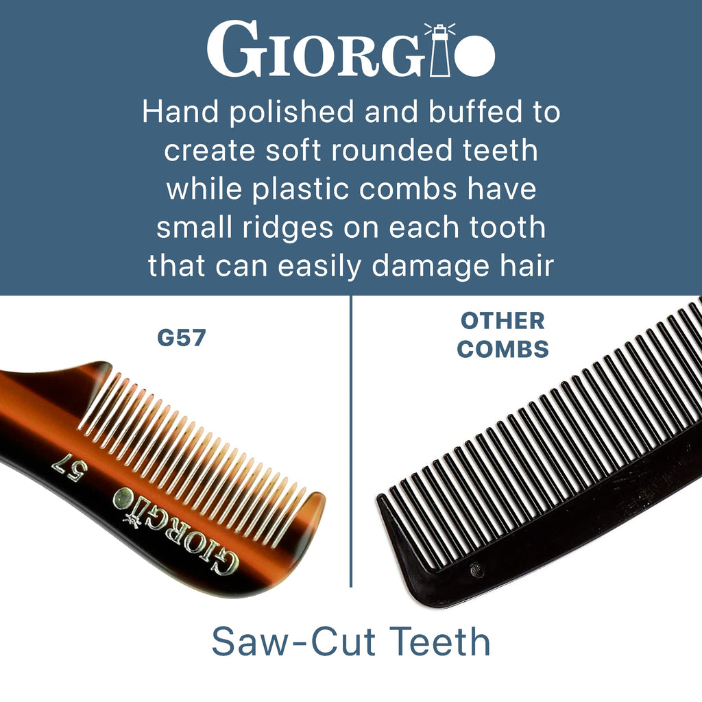 Giorgio Beard Combs Set - Handmade Combs Kit for Everyday Beard and Mustache Grooming - Includes Fine and Wide Tooth Pocket Dresser Comb + Straightening Mustache Comb, Handmade