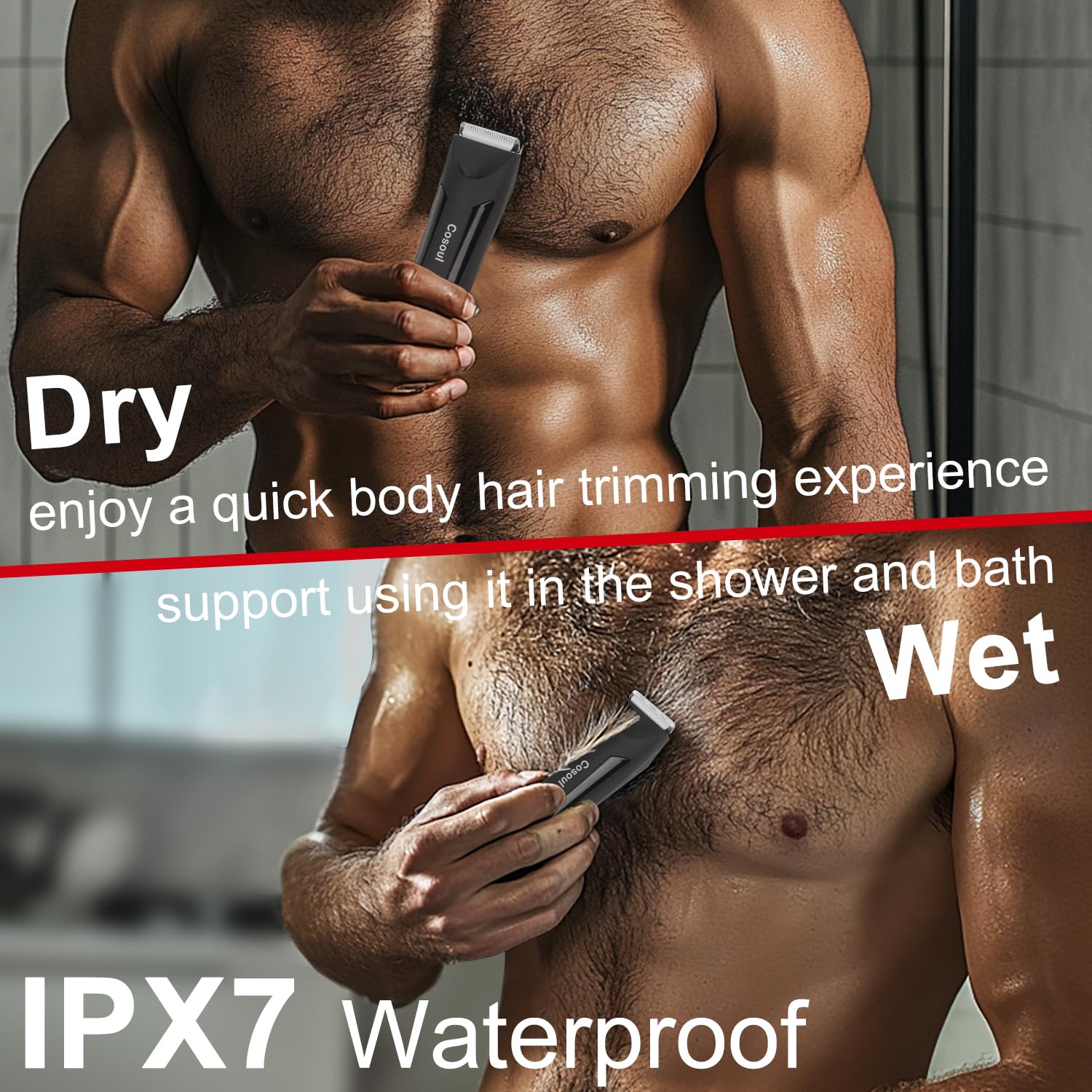 COSOUL Body Hair Trimmer for Men Professional, Electric Shaver for Pubic Hair, Chest, Legs, Compact Ball Trimmer Waterproof, Rechargeable USB C