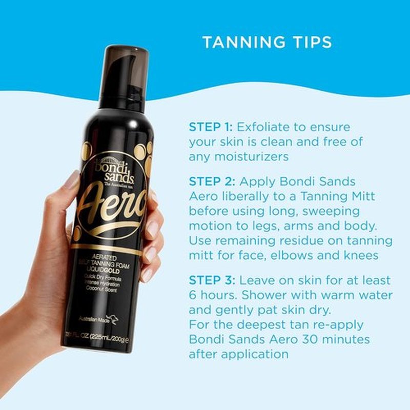 Bondi Sands Aero Liquid Gold Self Tan Foam - Lightweight Sunless Tanning Foam + Reusable Application Mitt
