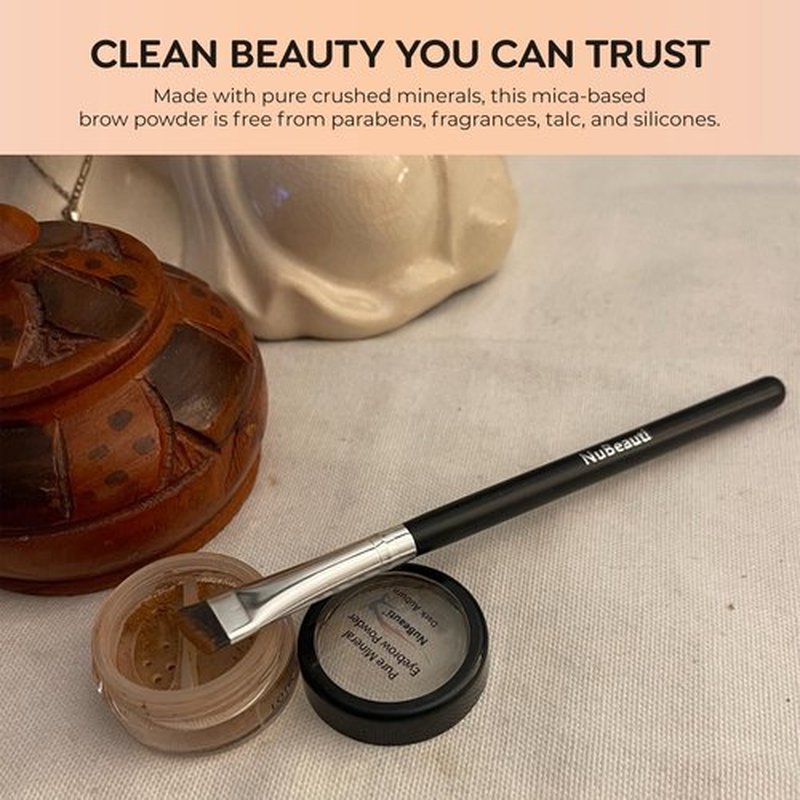 NuBeauti Natural Eyebrow Powder Kit Mica Brow Powder Makeup Kit with Professional Angled Brush 10 Natural Shades No Parabens or Chemicals Eyebrow Shaper Kit