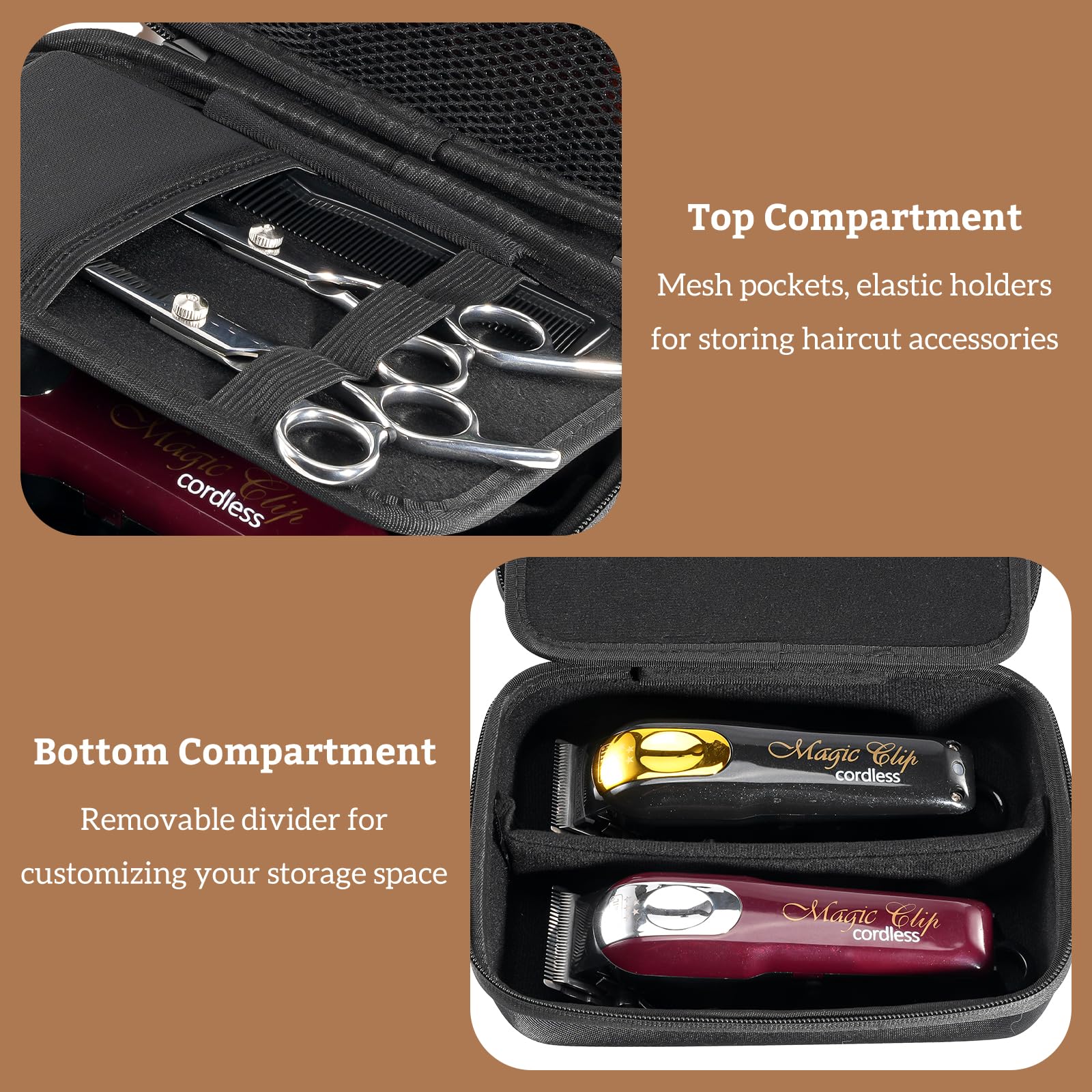 ProCase Hard Travel Case for Hair Clippers, Hair Cutting Barber Supplies Holder, Trimmer Organizer Storage Bag for Hatteker/Oneisal/Wahl 5Star/Andis Men Razor Guard Grooming Kits -Small & Black