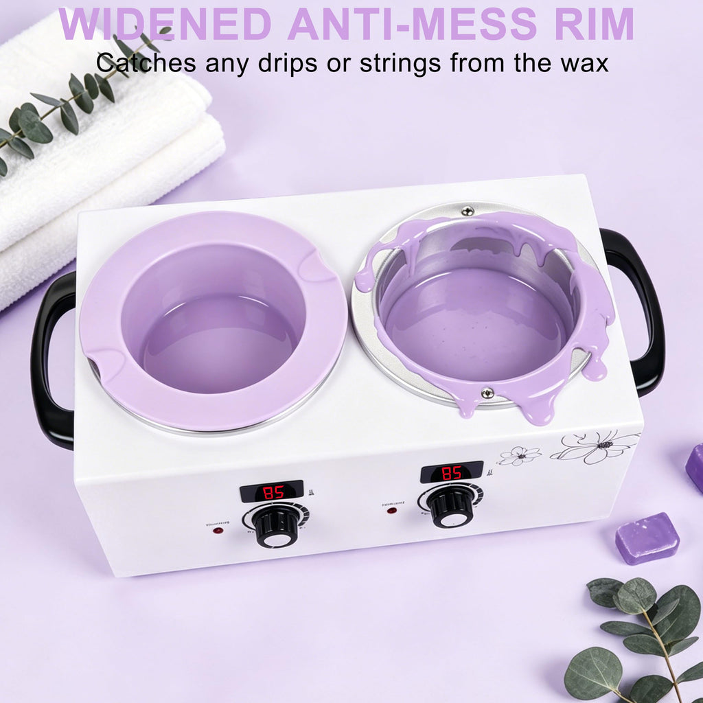 2Pcs Silicone Wax Warmer Liner, Yofuly Purple Wax Pot Insert Liners with Two Spatulas, Reusable 17 oz Silicone Wax Bowl Kit for Women Hair Removal, Esthetician Waxing Supplies Accessories