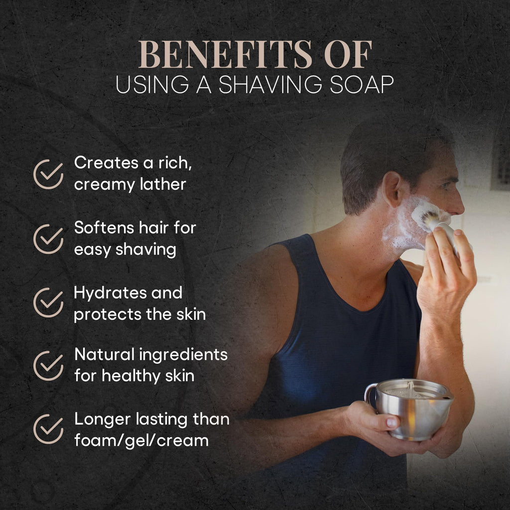 Naked Armor Organic Shave Soap for Men - Large 7oz Shaving Soap Tin for Sensitive Skin & Wet Shaving - Handmade with Shea Butter & Essential Oils - Rich Creamy Lather (Bay Rum)