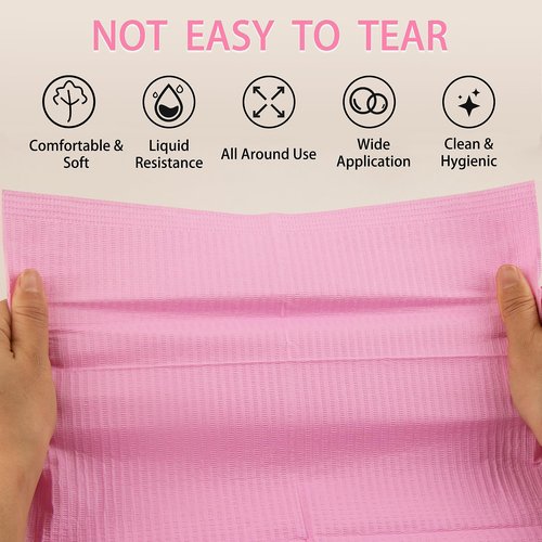 SWeien 50PCS Disposable Nail Mats, Foldable Nail Paper Towels, 13"x18" Table Acrylic Nail Practice Sheet, 3 Ply Waterproof Clean Nail Table Mat for Salon, Manicure Tattoo, Nail Art Accessories (Pink)