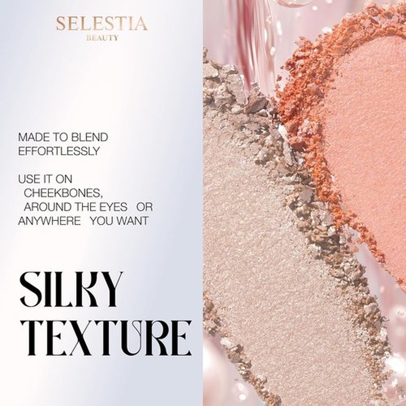 SELESTIA BEAUTY Powder Highlighter – Divine V – Radiant Glow for All Skin Tones | Easy Application, 0.53 oz