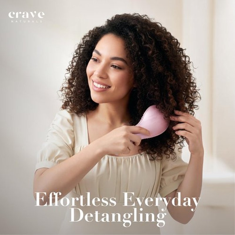 Crave Naturals Detangling Hair Brush Large Pink – Glide Thru Hair Detangler Brush for Women, Kids & Toddlers – Gentle Scalp Care, No-Pain Tangle-Free Hairbrush for All Hair Types