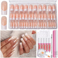 Teenitor French Tip Nails - Long Square Press On Nails, 15 Sizes