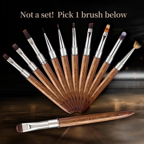GSWOI Acrylic Nail Brush & French Tip Brush-Salon French Manicure Tool with Firm Flat Head,Streak-Free One Stroke Design,Nail Art Cleaning Brush