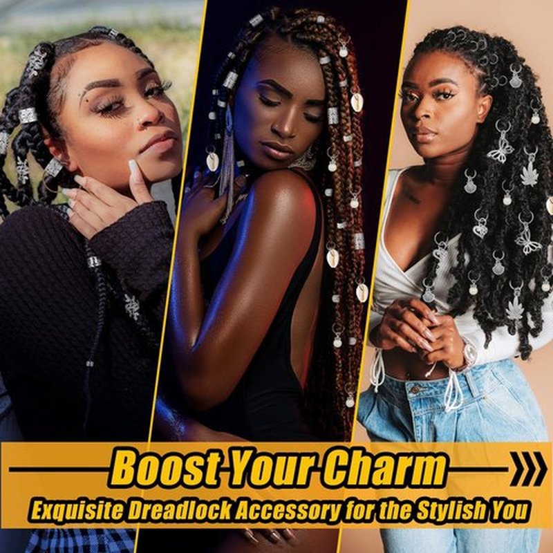 236PCS Silver Hair Accessories: Jewelry and Charms for Braids, Rings, and Cuffs - Ideal for Dreadlocks, Locs and Raves