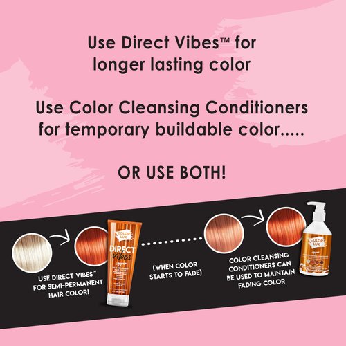 Color Lux Direct Vibes Semi-Permanent Hair Color, Copper, Vibrant & Long-Lasting Shade, Ammonia-Free, Vegan, Sulfate-Free, Paraben-Free, 8 fl oz