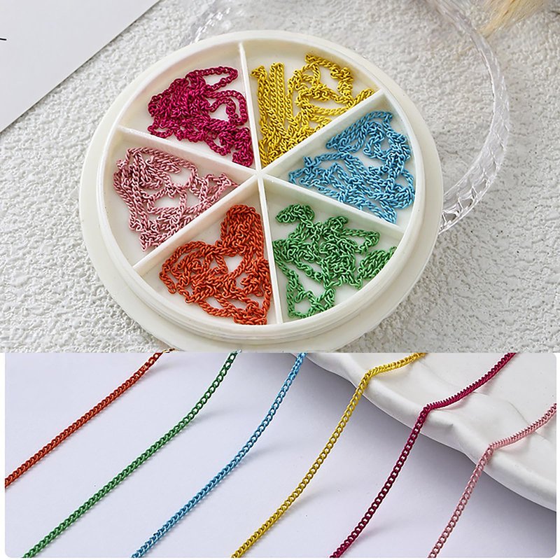 XEAOHESY 3 Boxes of 18 Pieces Metal Nail Chains for Nail Art Gold Silver Colorful Chains for Nails Alloy Punk Chain Nail Charms for Women Decorations