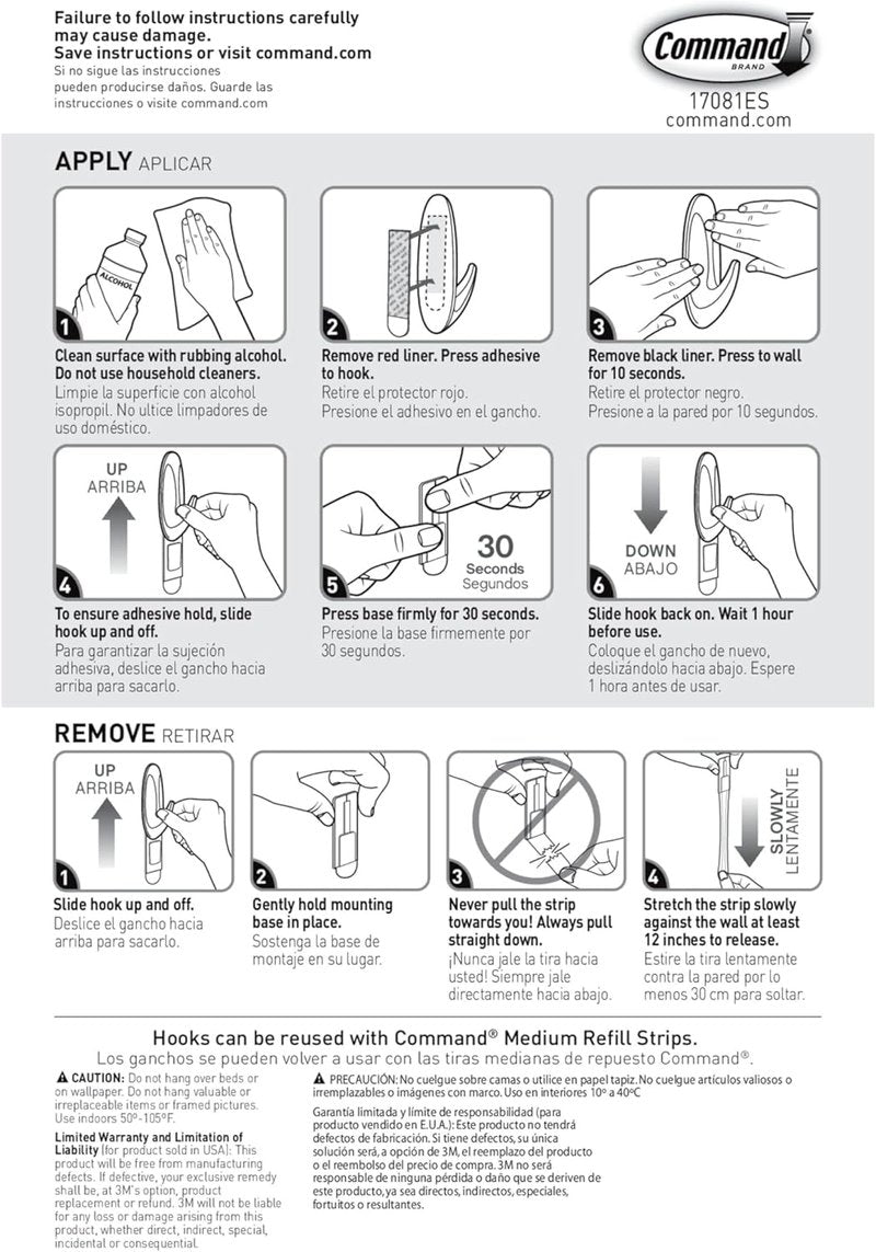 Command Medium Designer Hooks - Damage-Free Wall Hooks with Adhesive Strips | 9 Hooks & 12 Strips, Holds Up to 3 lb