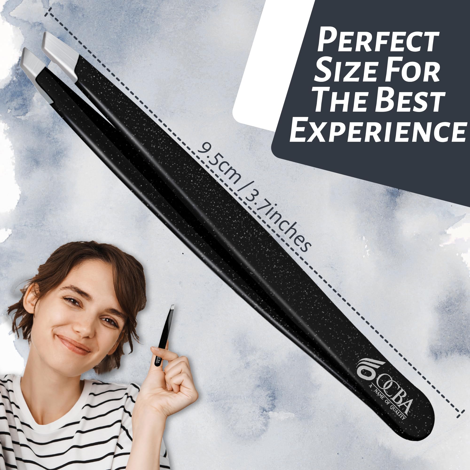 OCBA 1 Pcs Tweezers for Facial Hair Women & Men for Precise Grooming of Eyebrows - Professional Stainless Steel Black Color Coated Eyebrow Tweezers for Ingrown Hair on Nose Ear (1 Pack Black)