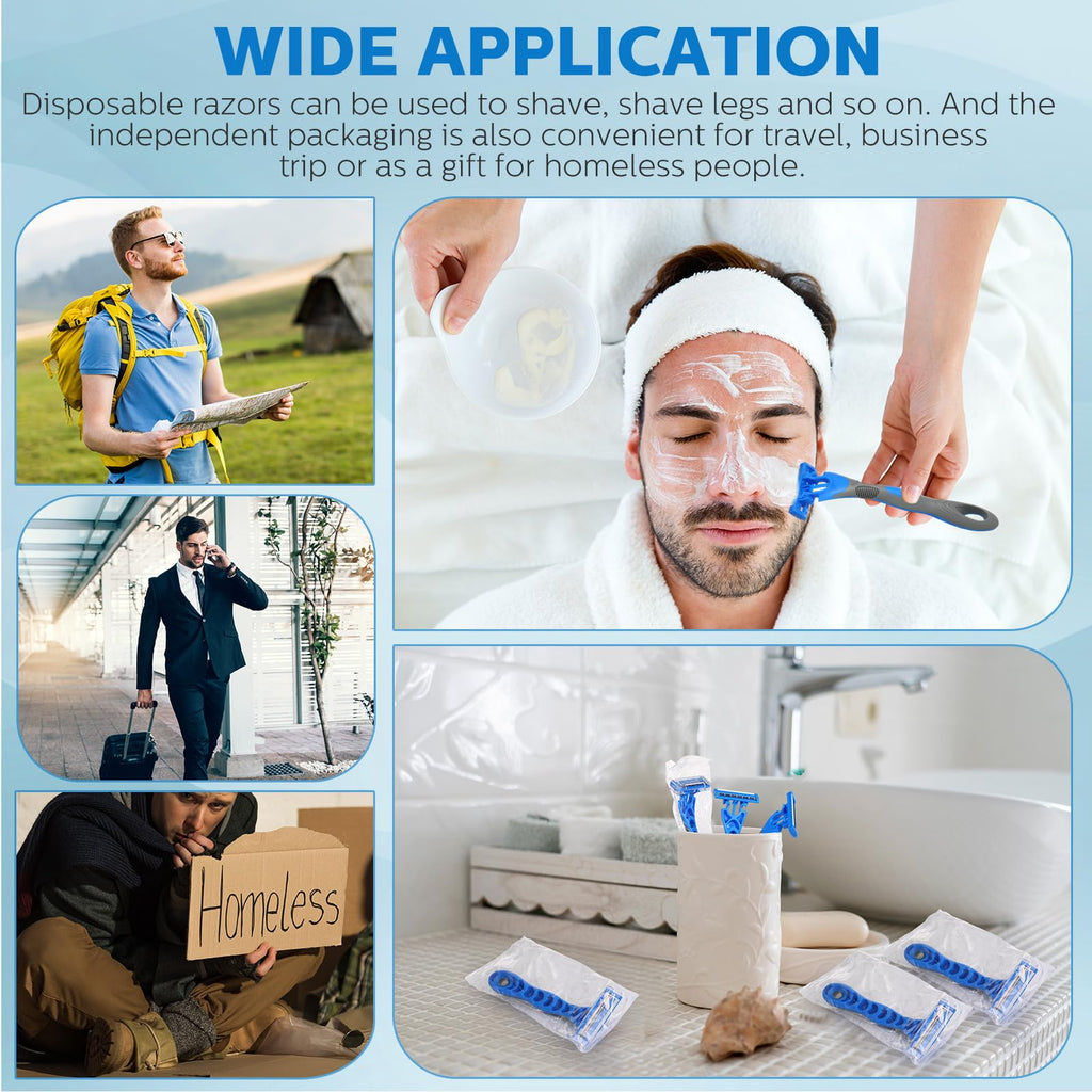 Leriton 10 Pcs Three Blade Disposable Razors for Men Bulk Men's 3 Blade Sensitive Skin Razor for Comfortable Shave