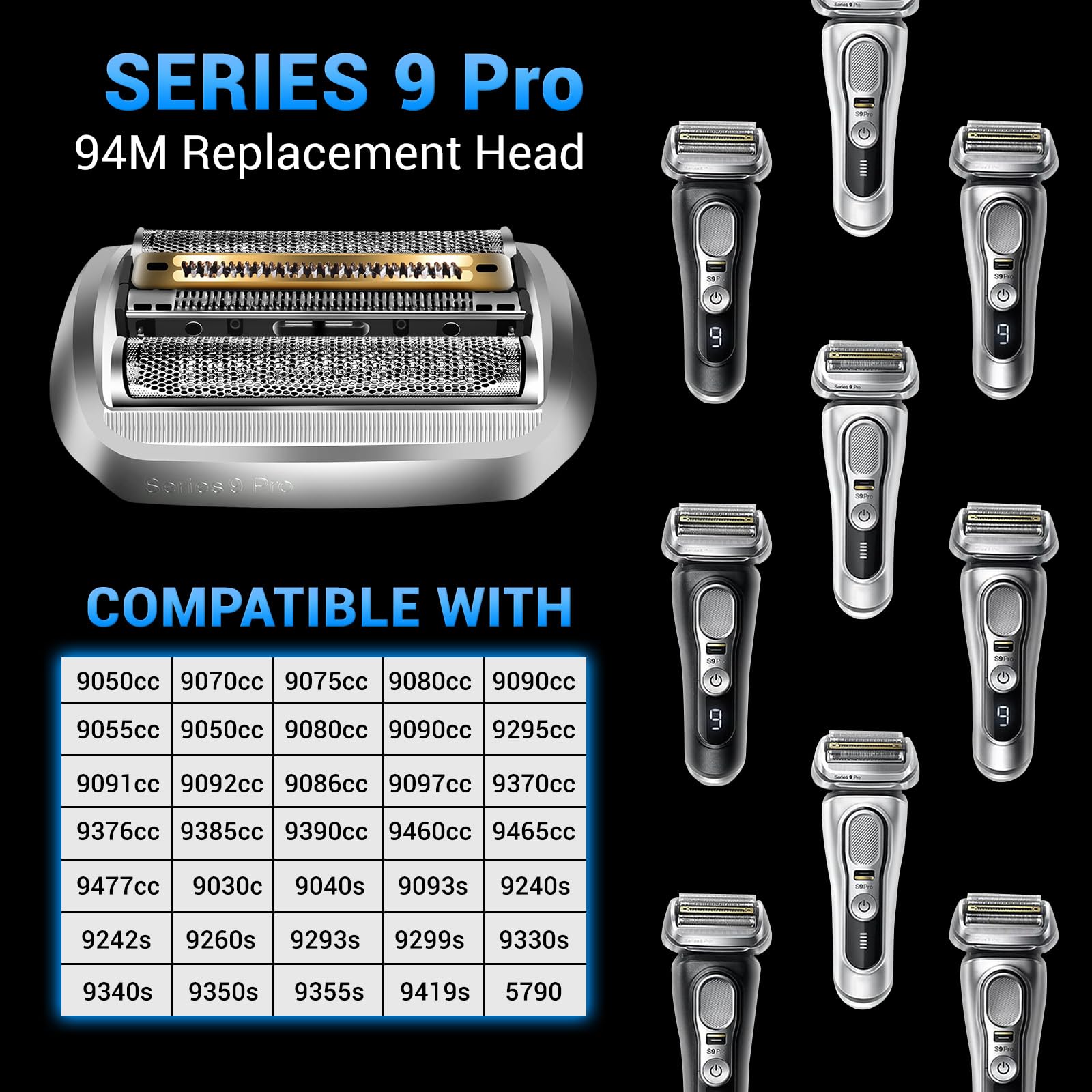 94M Series 9 Shaver Replacement Head,Compatible with S9 Sport Electric Razors 290cc,9291cc,9370cc,9376cc,9293s,9385cc,9390cc,9330s,9296cc