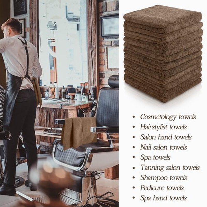Shimeyao 40 Pack Bleach Proof Towels Microfiber Absorbent Resistant Hair Hand Towels Bulk Quick Dry 16 x 29 Inches for Barber Gym Bath Spa Shaving (Brown)