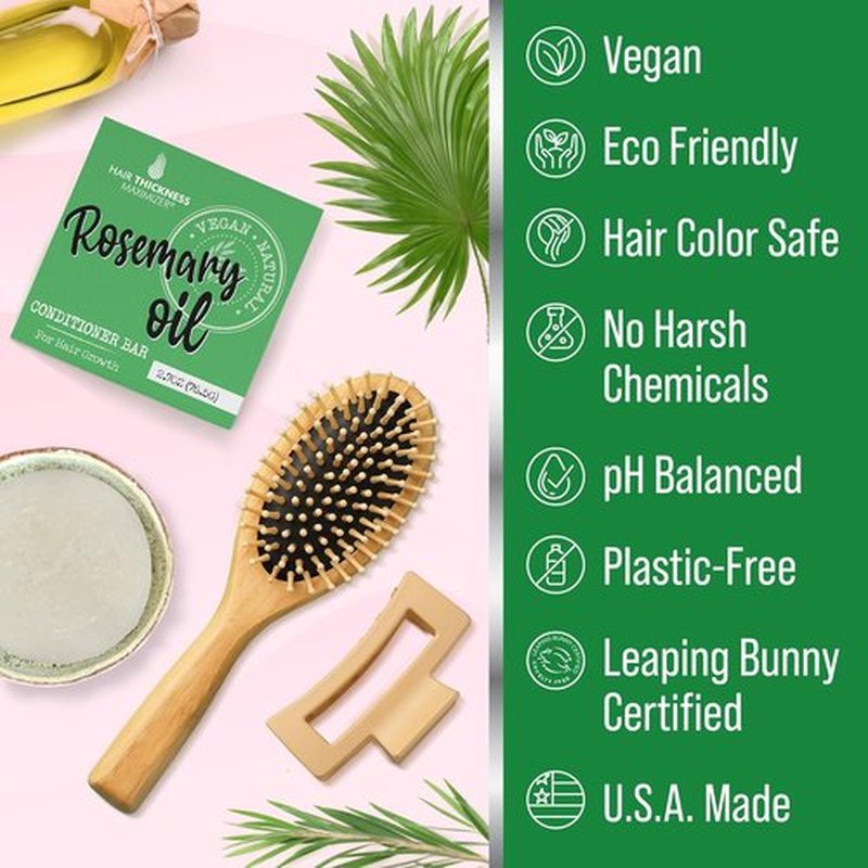 Skiennix Rosemary Oil Conditioner Bar - Eco-Friendly, Vegan, Color Safe | Strengthens & Hydrates Hair, USA Made
