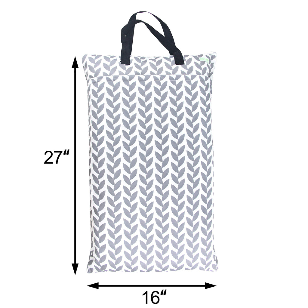 wegreeco Reusable Hanging Wet Dry Cloth Diaper Bag (Grey Leaf, Grey)