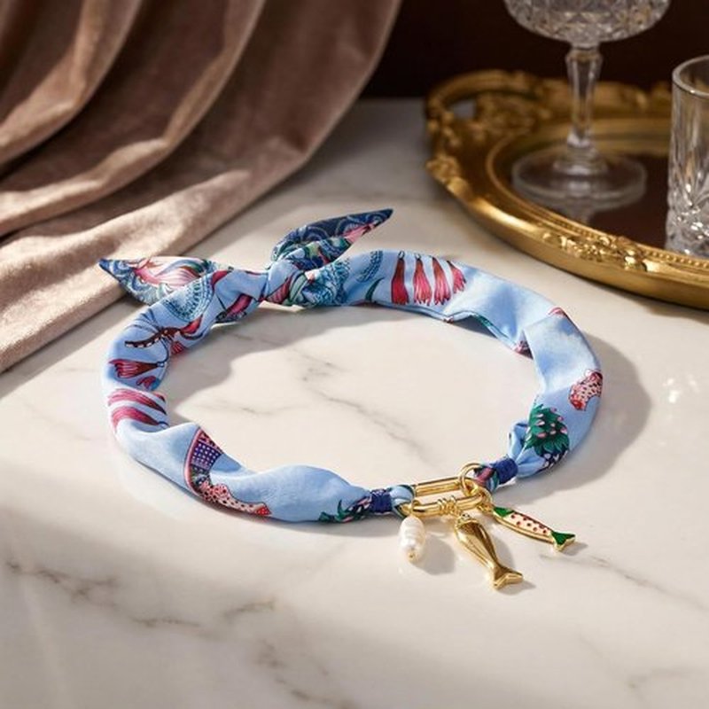 CLASSYZINT Scarf Necklace - Heart Charm Choker & Shell Bandana Statement Jewelry