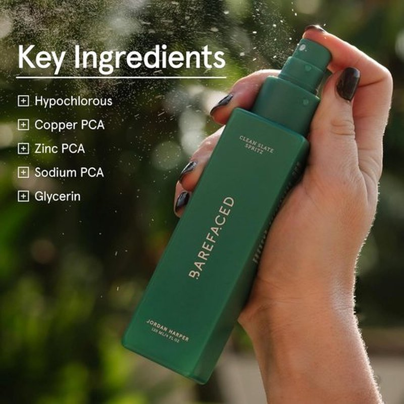 Barefaced Clean Slate Spritz - Hypochlorous Acid Facial Mist for Hydration & Redness Relief | 4 Fl Oz