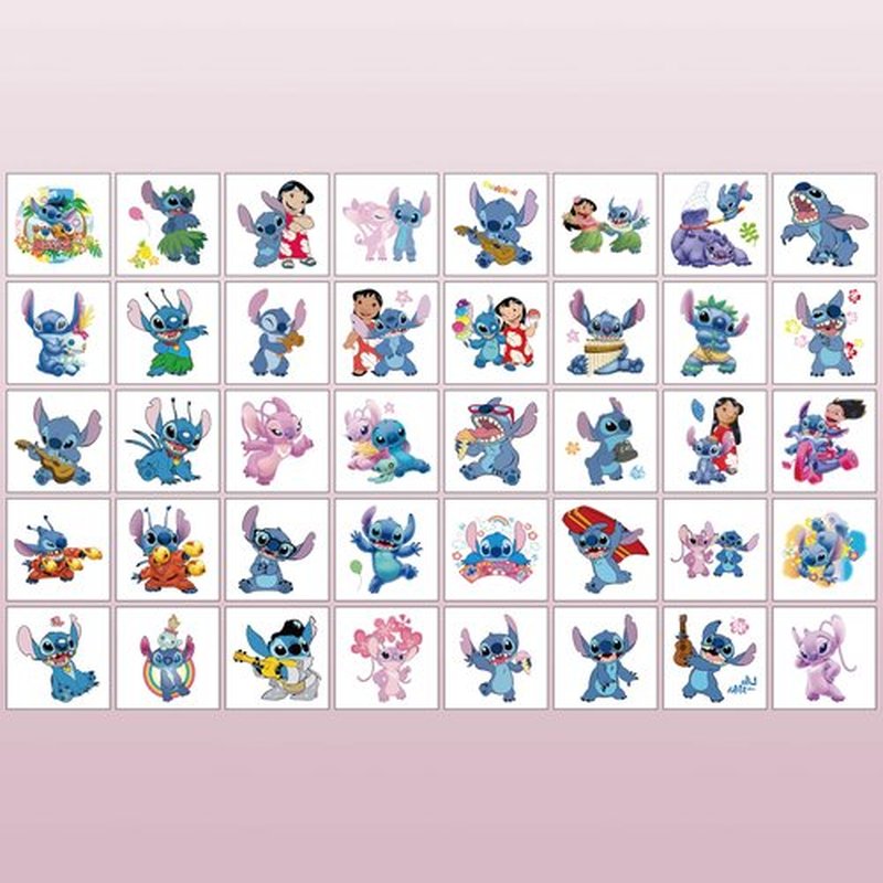 JCQAYB 100Sheets Stitch Temporary Tattoos Birthday Themed Party Supplies Decoration Favors Cartoon Cute Sticker for Kids Boys Home Activity Class Prizes Carnival Christmas Rewards
