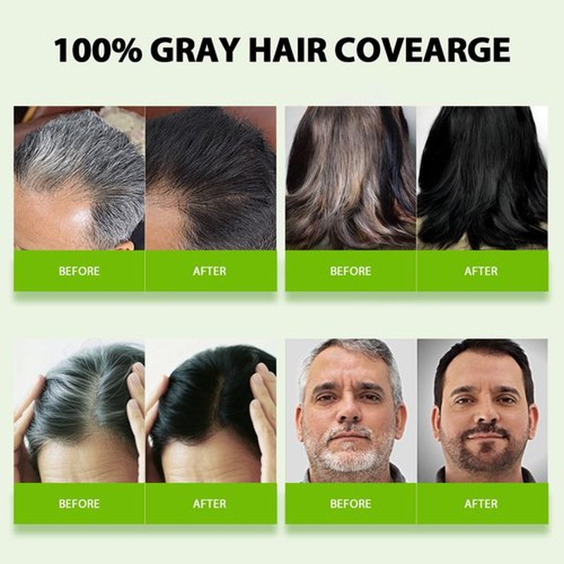 RKQNIER Black Hair Dye Shampoo for Women & Men, 15 Min Gray Coverage, 3 in 1 Semi-Permanent Color with Natural Herbal Ingredients