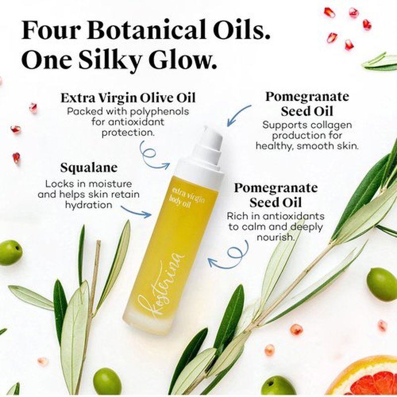 Kosterina - Extra Virgin Body Oil – Clean, Hydrating, All Natural, High Antioxidants, Herb Spice Essential Oil Blend | 3.38oz (100ml)