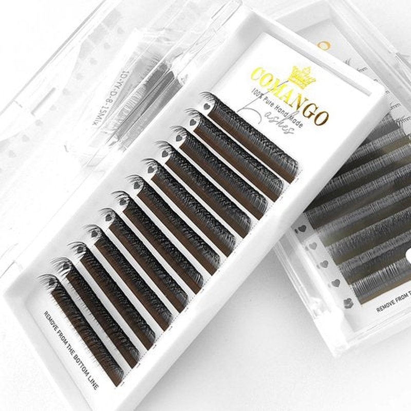 CoMango Y Eyelash Extensions 2D Fans Premade lash Fans 0.07mm 2D Y Lashes C/D Curl Lashes 8-15mm Mixed Tray Soft Fluffy Volume Lash Fans Natural Look Individual Eyelashes(Black,1DYY-0.07-D-8-15MM)