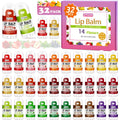 Yopela Mini Lip Balm Bulk 32 Pack, Natural Lip Balms with Vitamin E and Coconut Oil, Moisturizing and Nourishing Dry Cracked Lips,14 Flavors Chap Sticks Small Gift Party Favors for Kids Adults