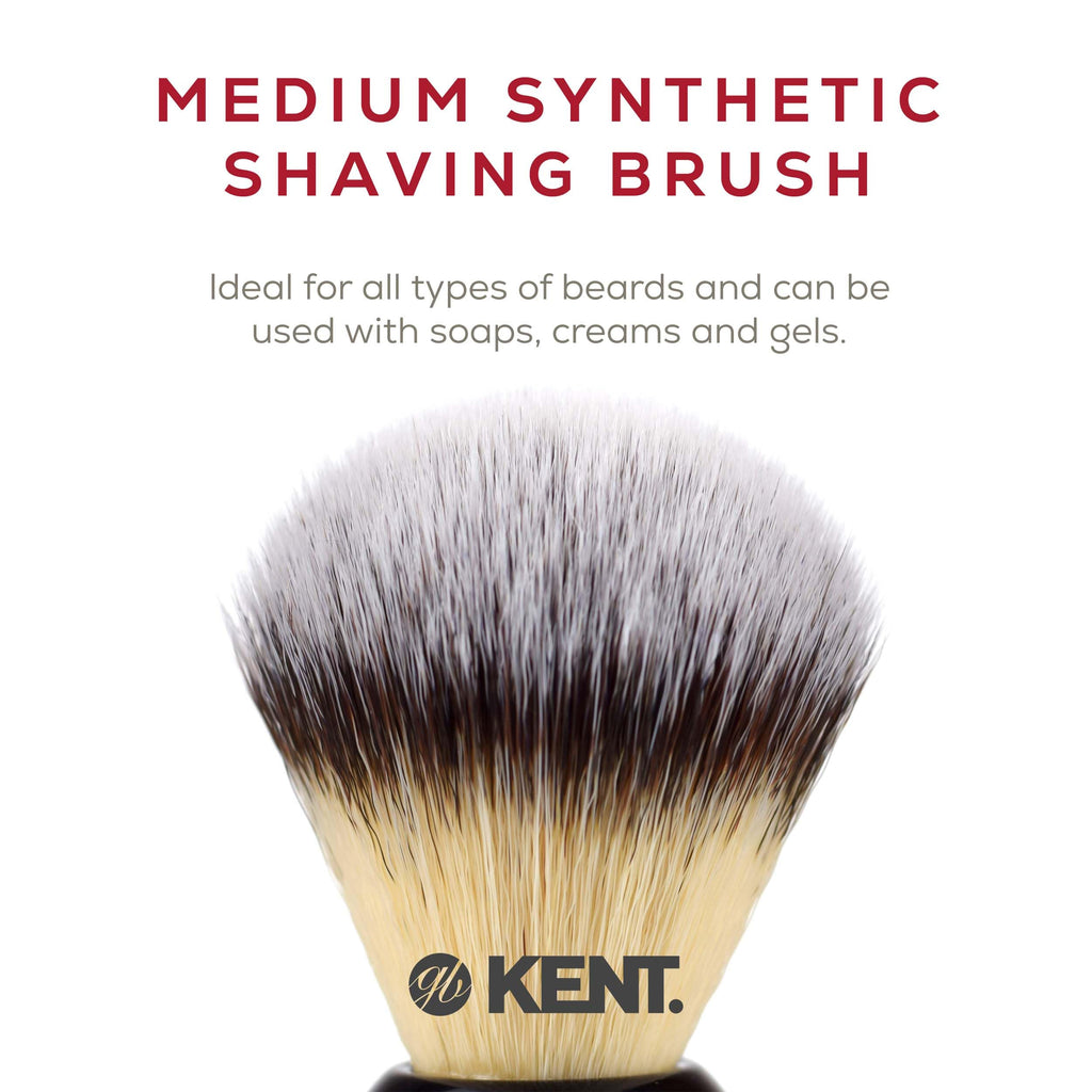 Kent BLK4S Shaving Brush with Ultra-Soft Silvertext Synthetic Bristles and Black Resin Handle to use with Shave Cream or Soap for a Perfect Lather. Luxury Shaving Since 1777, Made in England