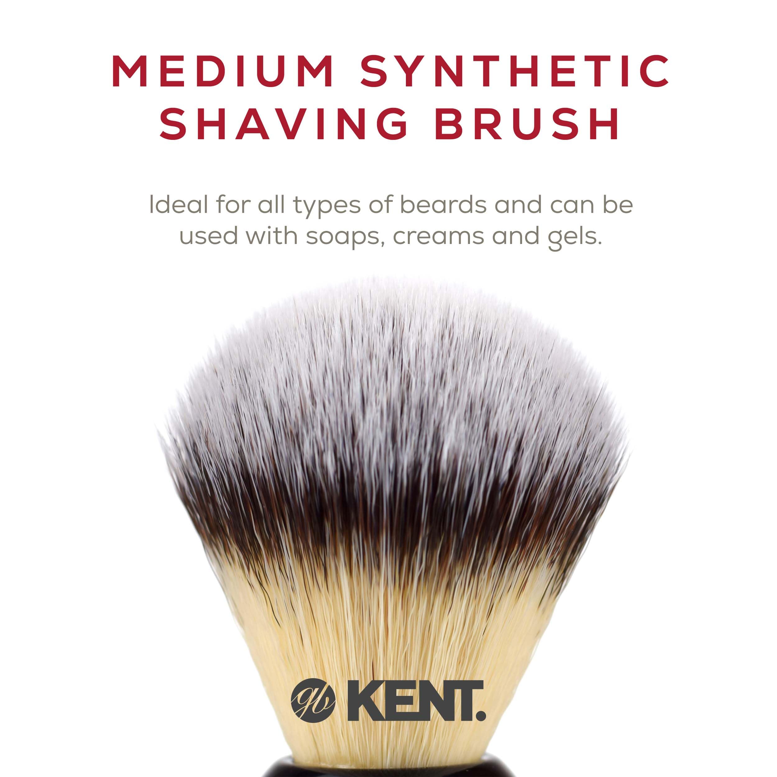 Kent BLK4S Shaving Brush with Ultra-Soft Silvertext Synthetic Bristles and Black Resin Handle to use with Shave Cream or Soap for a Perfect Lather. Luxury Shaving Since 1777, Made in England