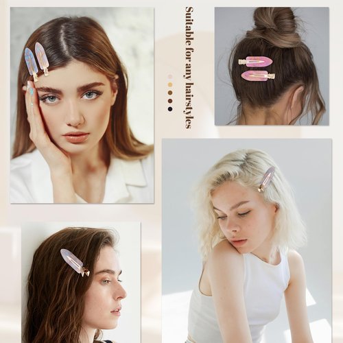 Cptots No Crease Creaseless No Bend Hair Clips For Styling Non Slip Flat Clips For Makeup Hair Accessories For Women,Sparkle Pink Purple,10 PCS
